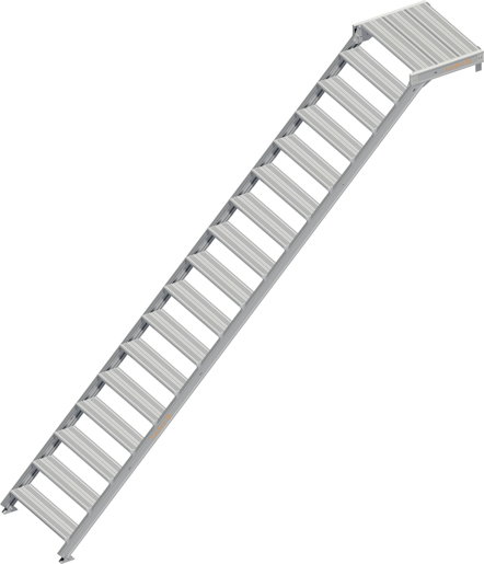 Layher Alu-Treppe 45° ohne Handlauf 0,80x3,40m, mit Plattform #1128717